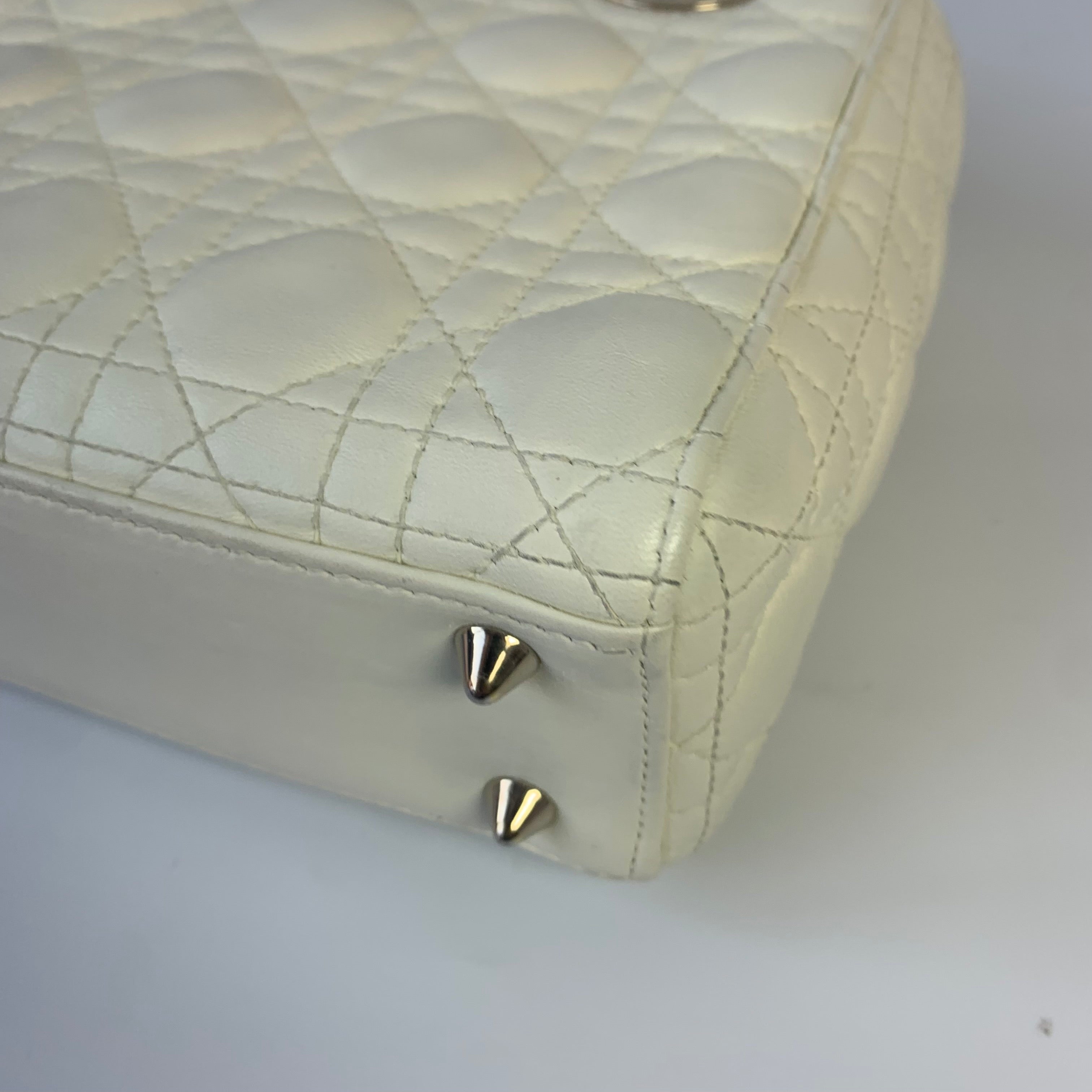 Lady Dior Small My Abcdior White Ecru Lambskin Cannage Leather