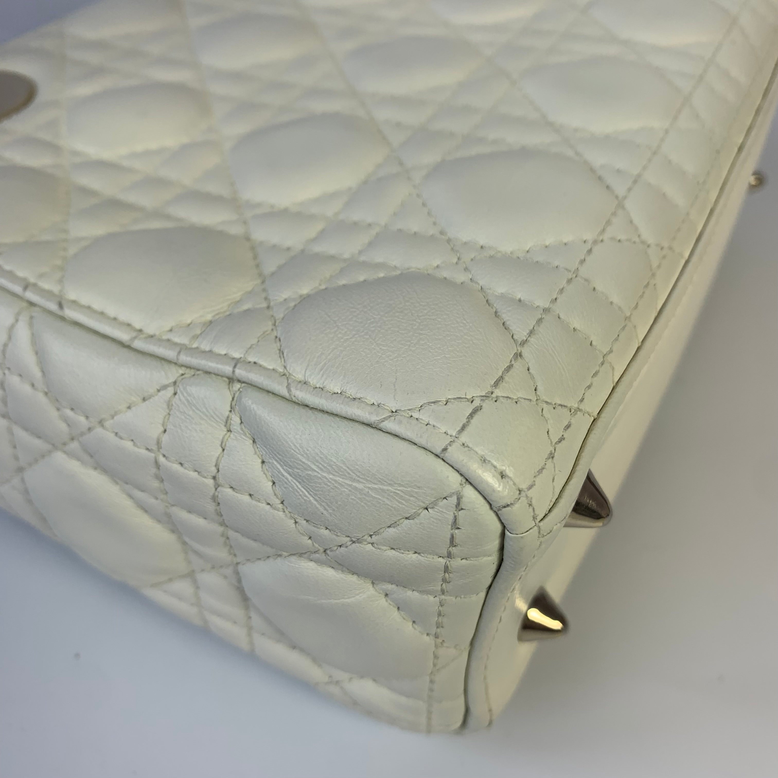 Lady Dior Small My Abcdior White Ecru Lambskin Cannage Leather