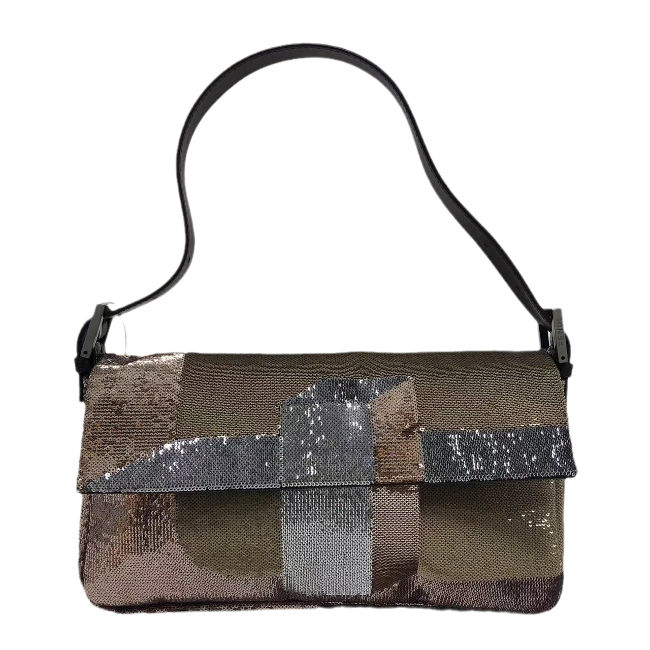 Fendi Baguette Blocks Abstract Pattern Glitter Sequin Shoulder bag