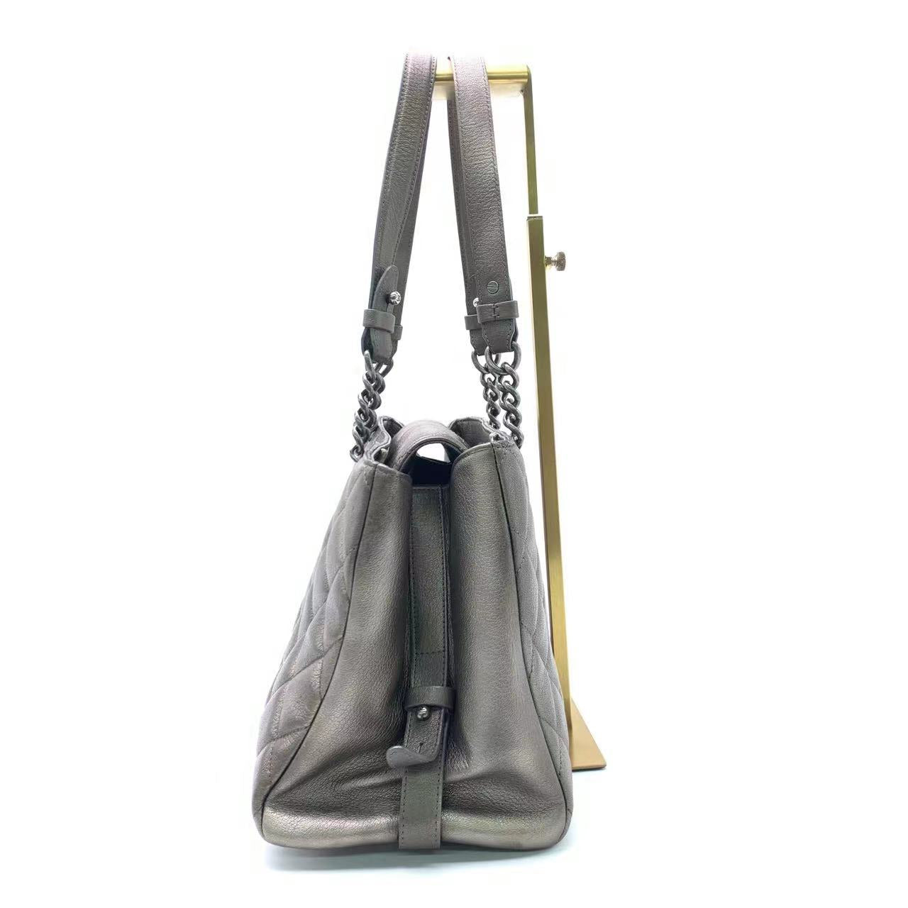 Chanel Portobello ChainTote Bag Bronze Metallic Silver Calfskin