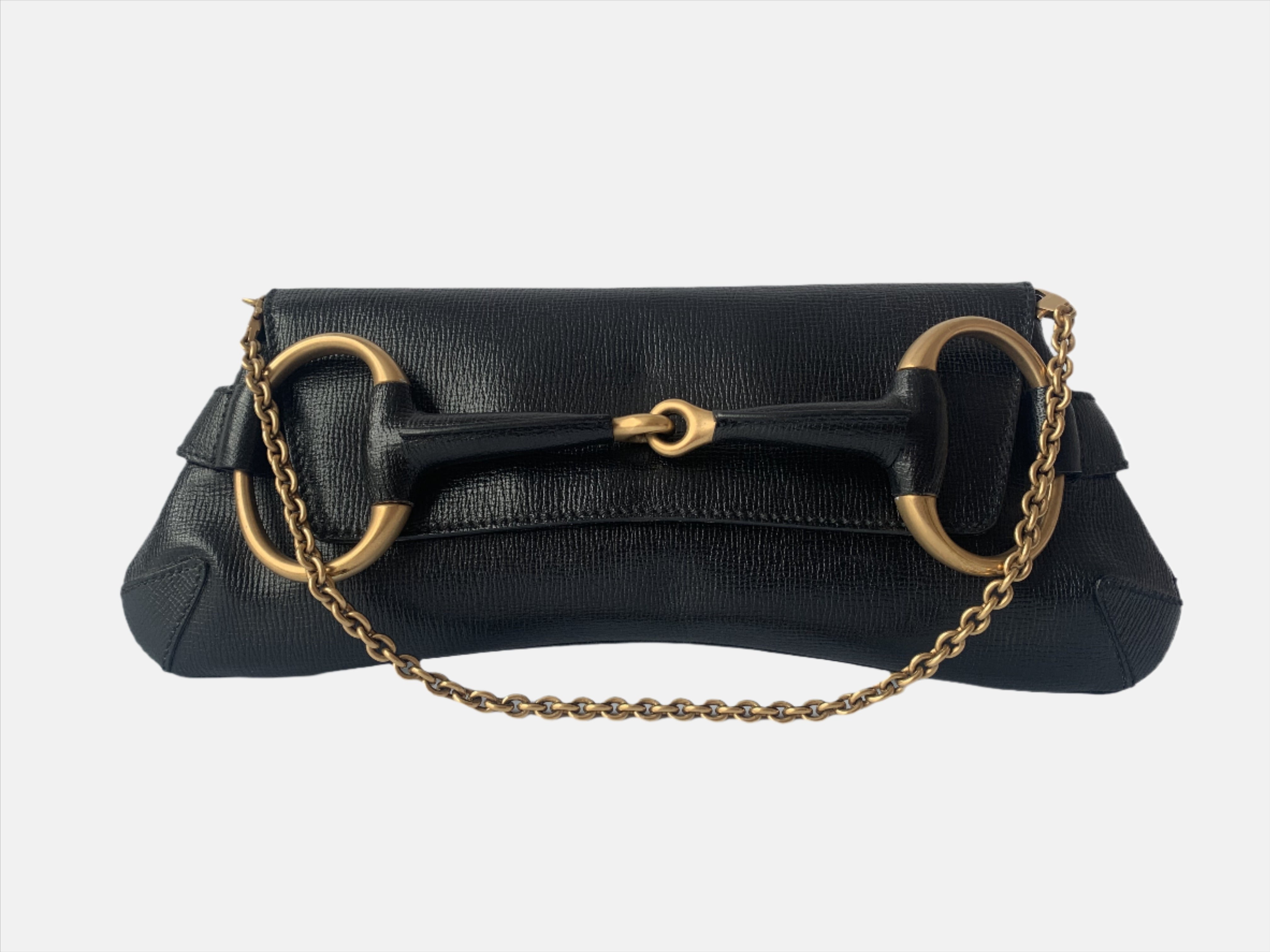 Sold Gucci Horsebit 1955 Chain Shoulder bag Large Black Leather