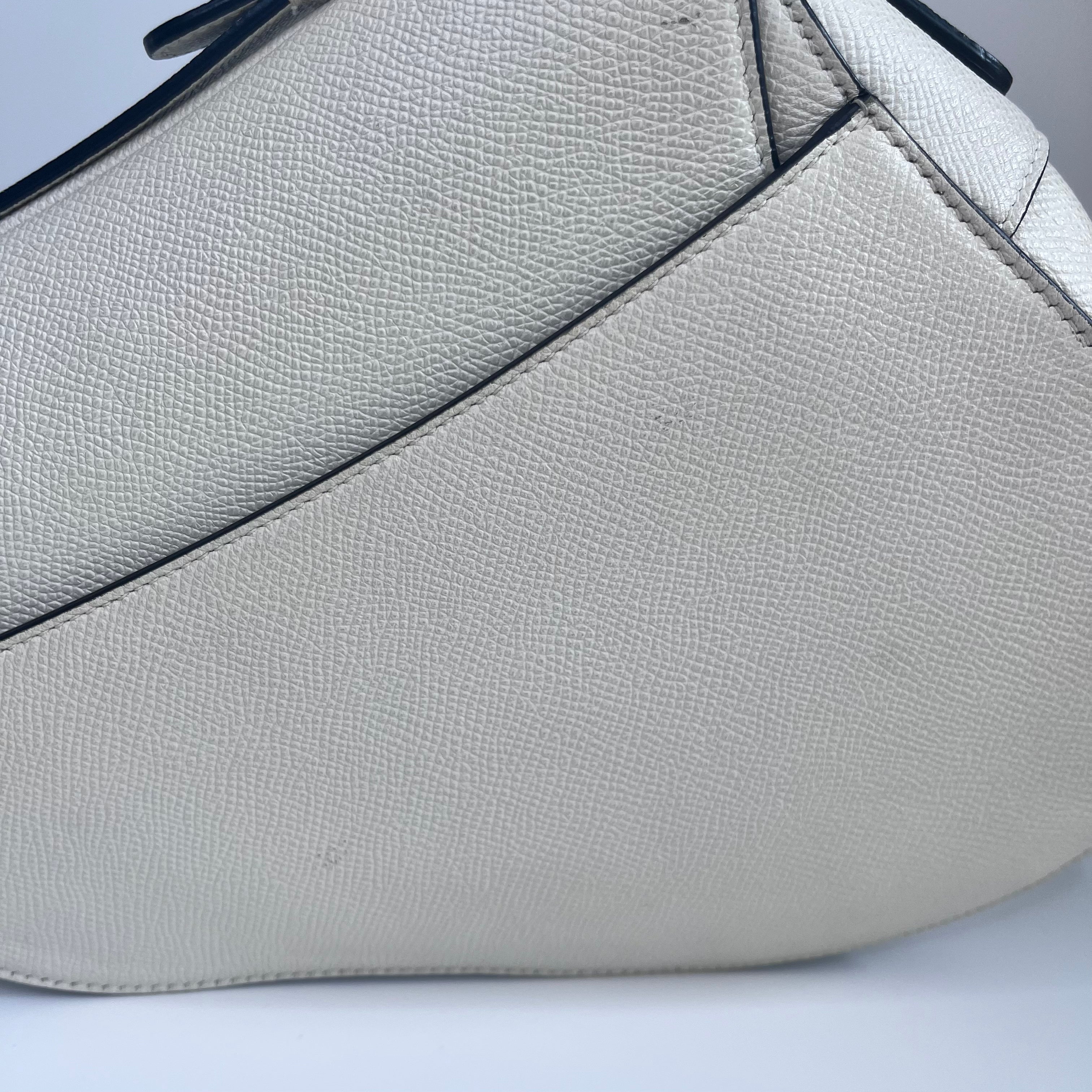 Sold Dior Saddle White Medium Grained Leather Handbag