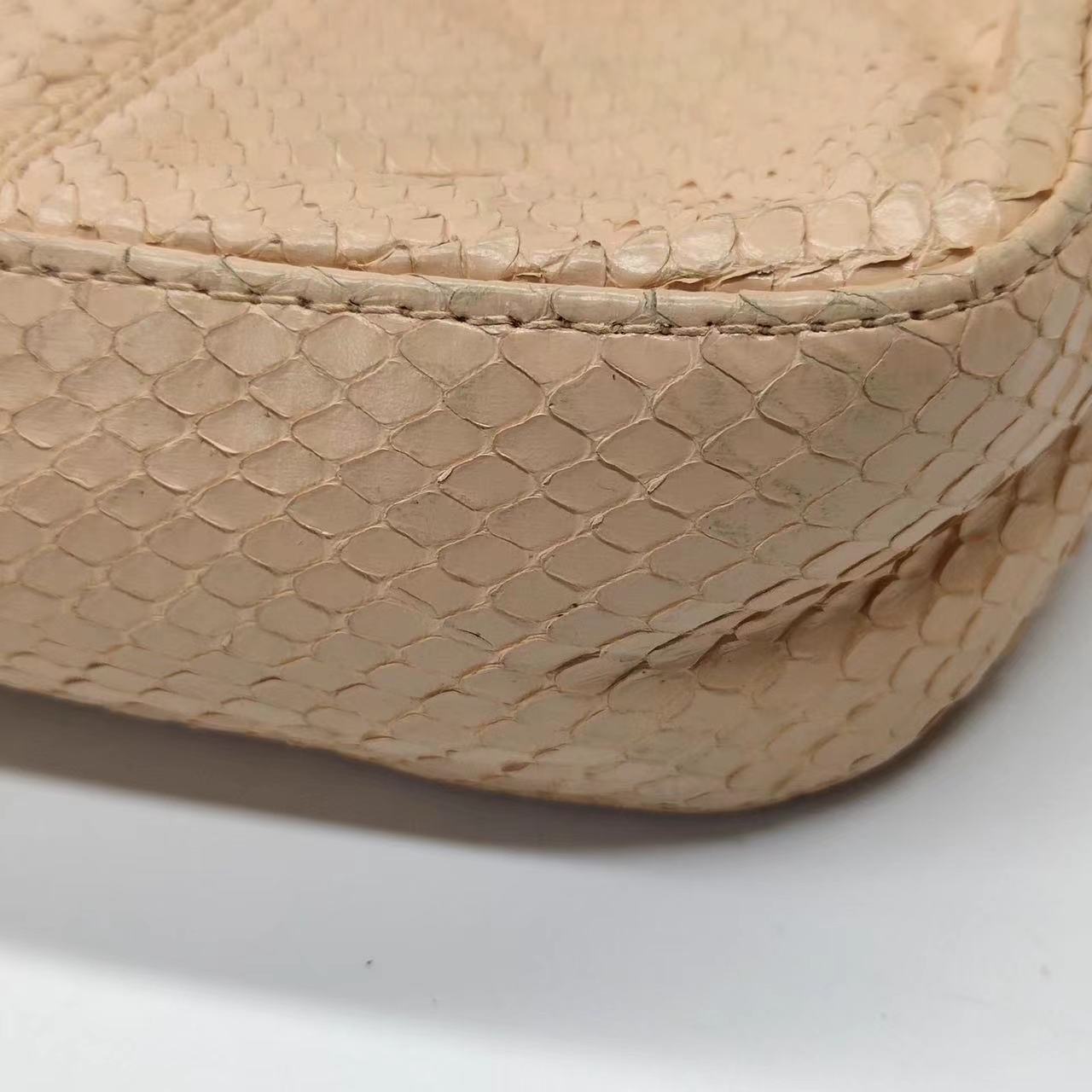 Fendi baguette nude pink python leather shoulder bag
