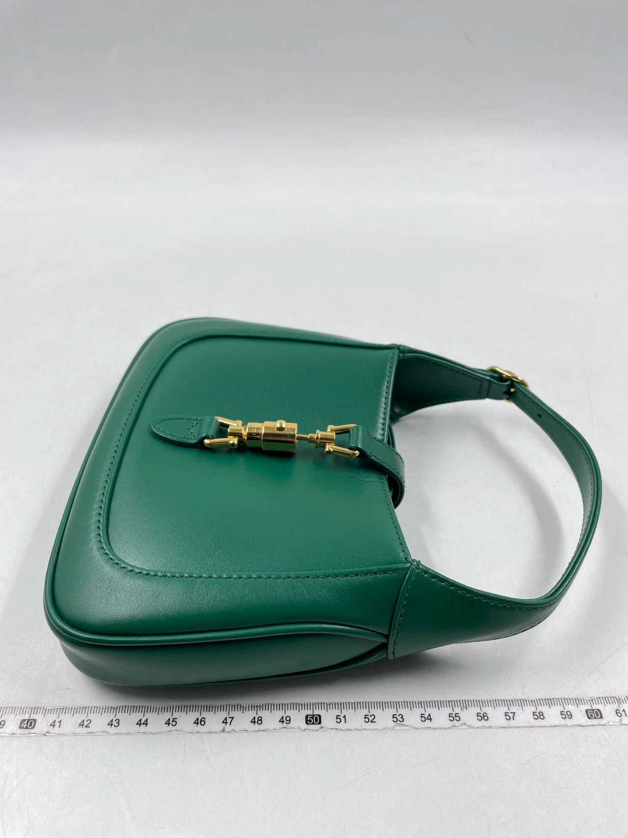 Gucci Jackie 1961 Mini Handbag in Green Leather with Adjustable Strap