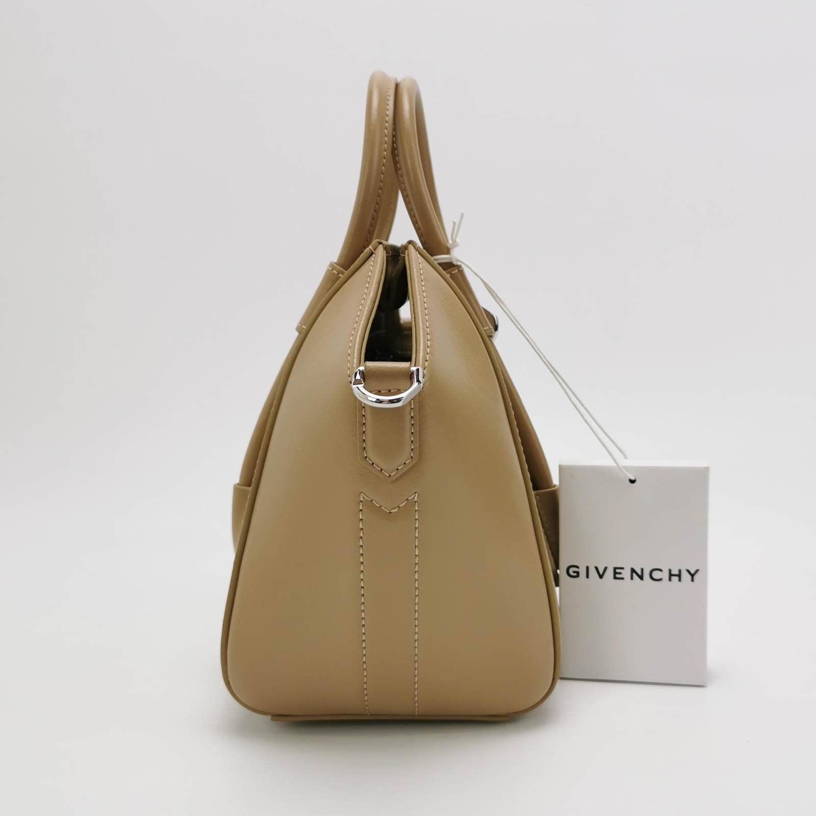 Givenchy Antigona Lock Mini Beige Smooth Leather Top Handle bag with Strap