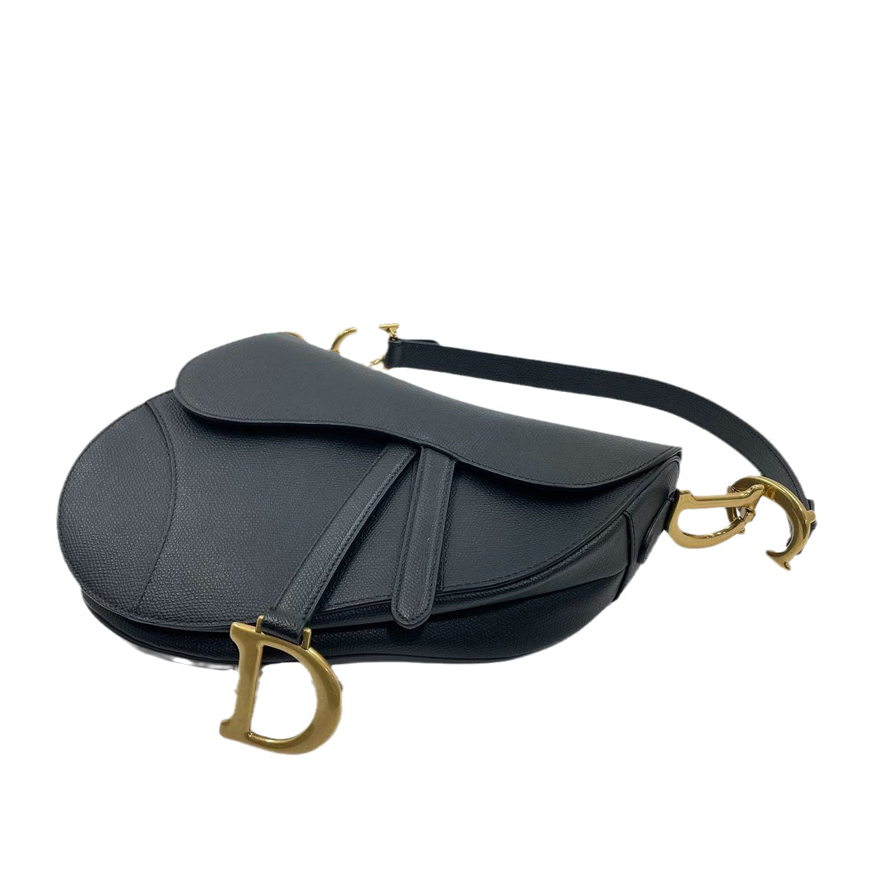 Sold Dior Saddle Black Medium Grained Leather Handbag with Gold Hardware