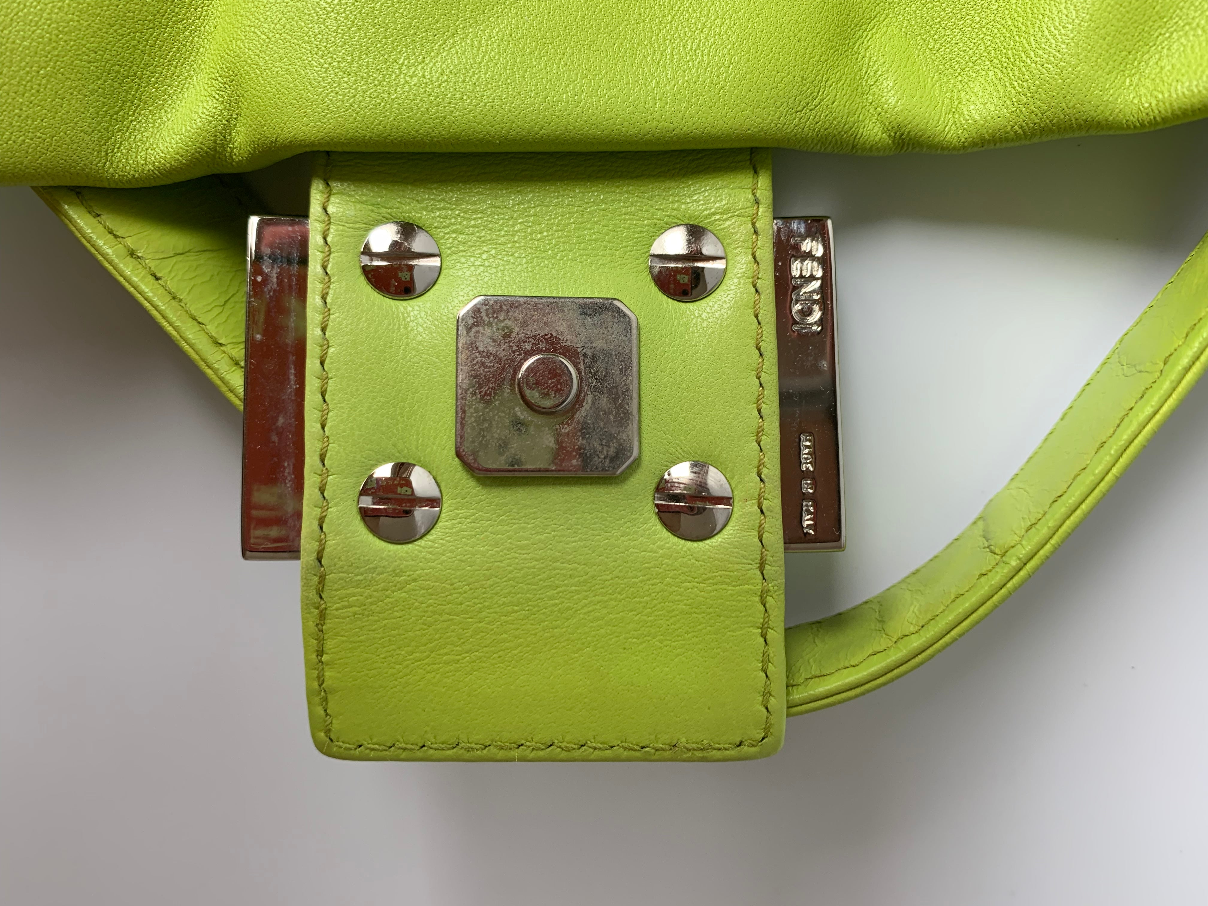 Sold Fendi Mamma Baguette Lime green lambskin leather