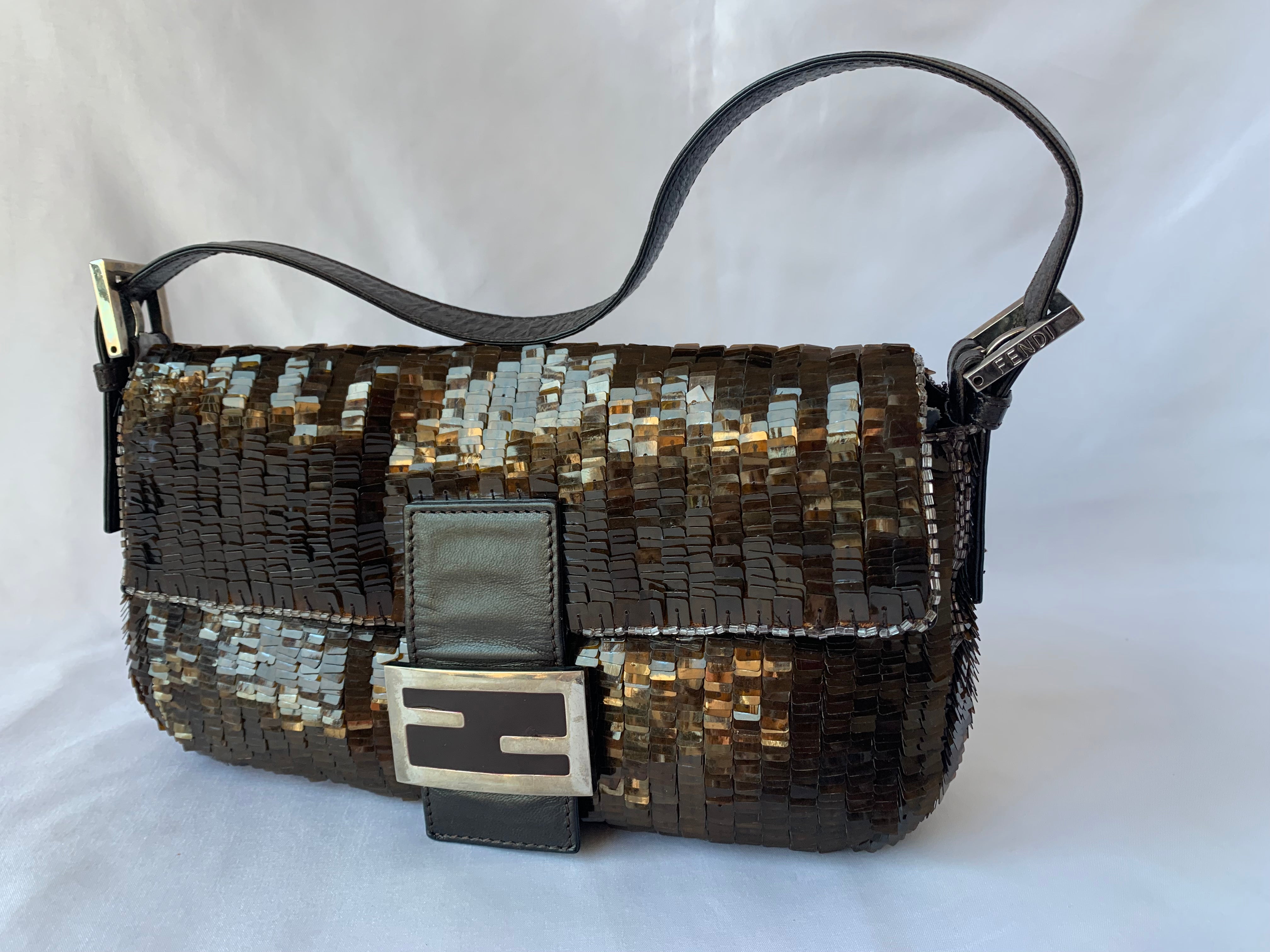 Sold FENDI Baguette chocolate brown sequins excellent condition