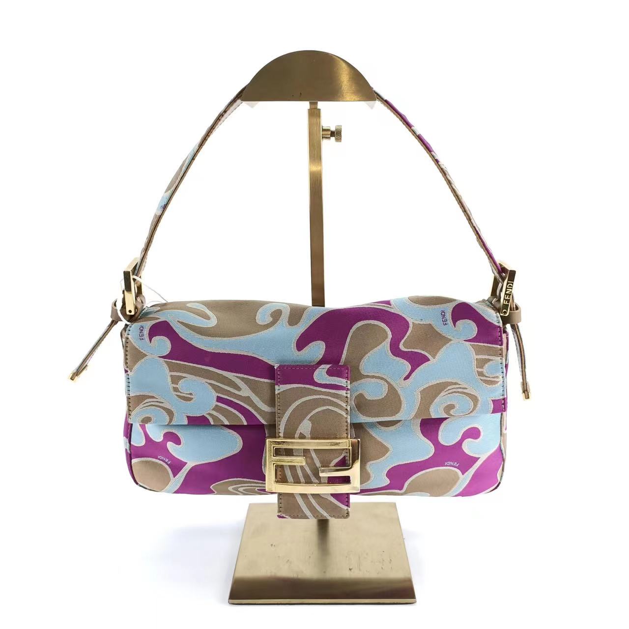 Sold FENDI Baguette Multicolor Silk with Psychedelic prints