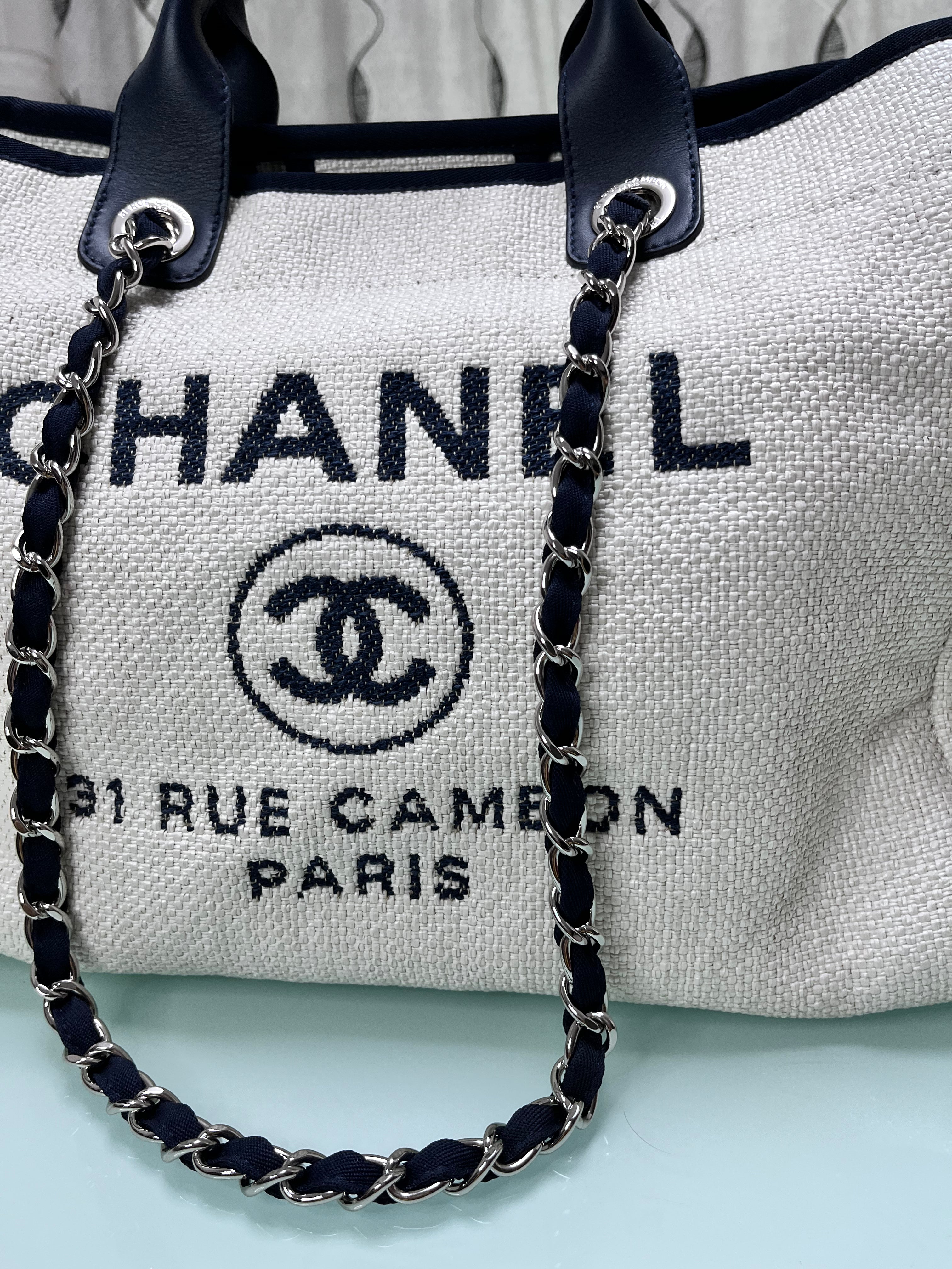 Sold Chanel Deauville Tote Medium White