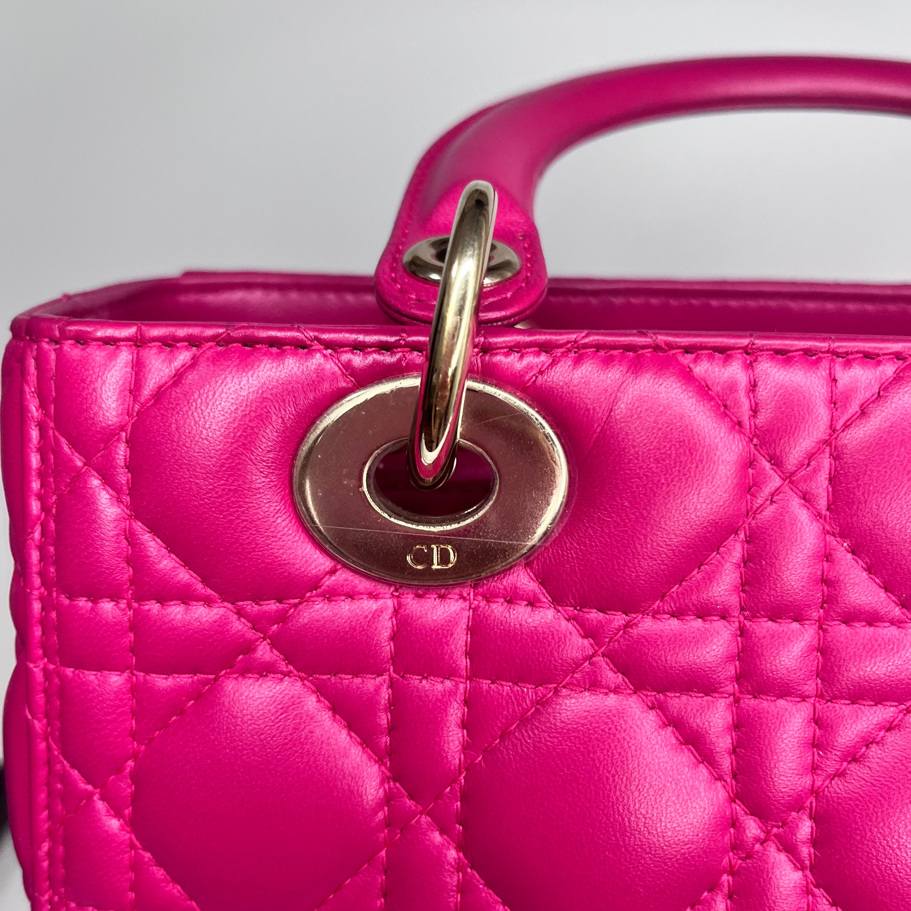 Lady Dior Medium Bag Fuchsia Cannage Leather