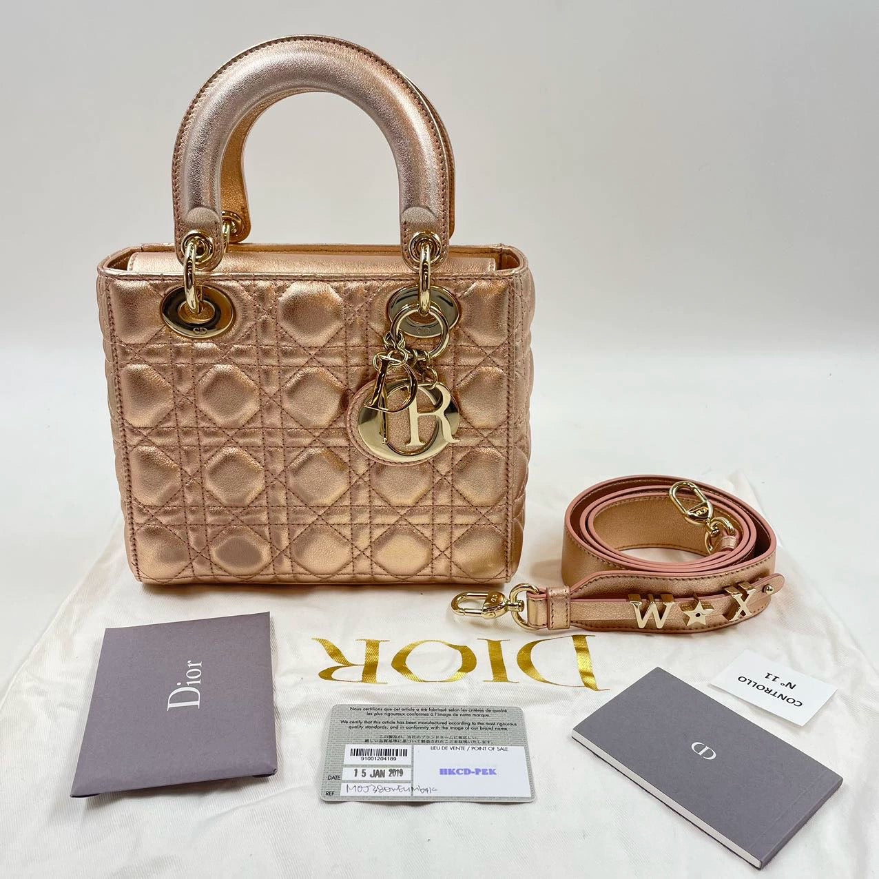 Sold Lady Dior ABCdior Small Pink Irediscent and Metallic Cannage Lambskin Handbag