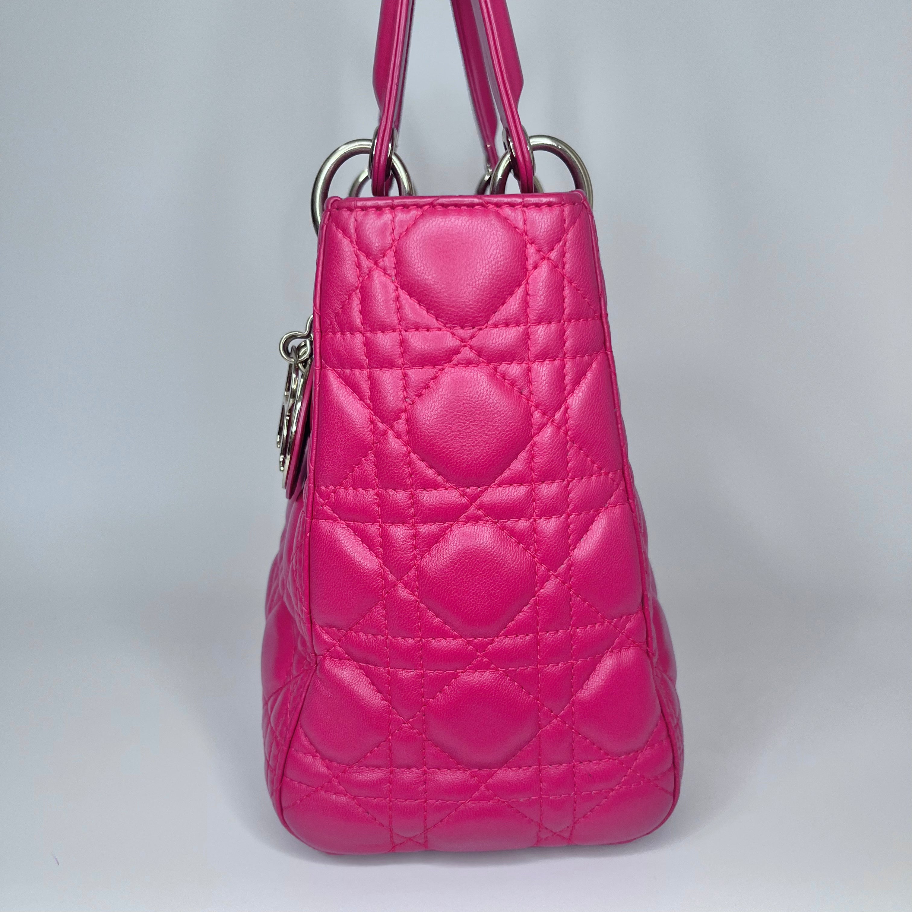 Lady Dior Medium Bag Fuchsia Cannage Leather