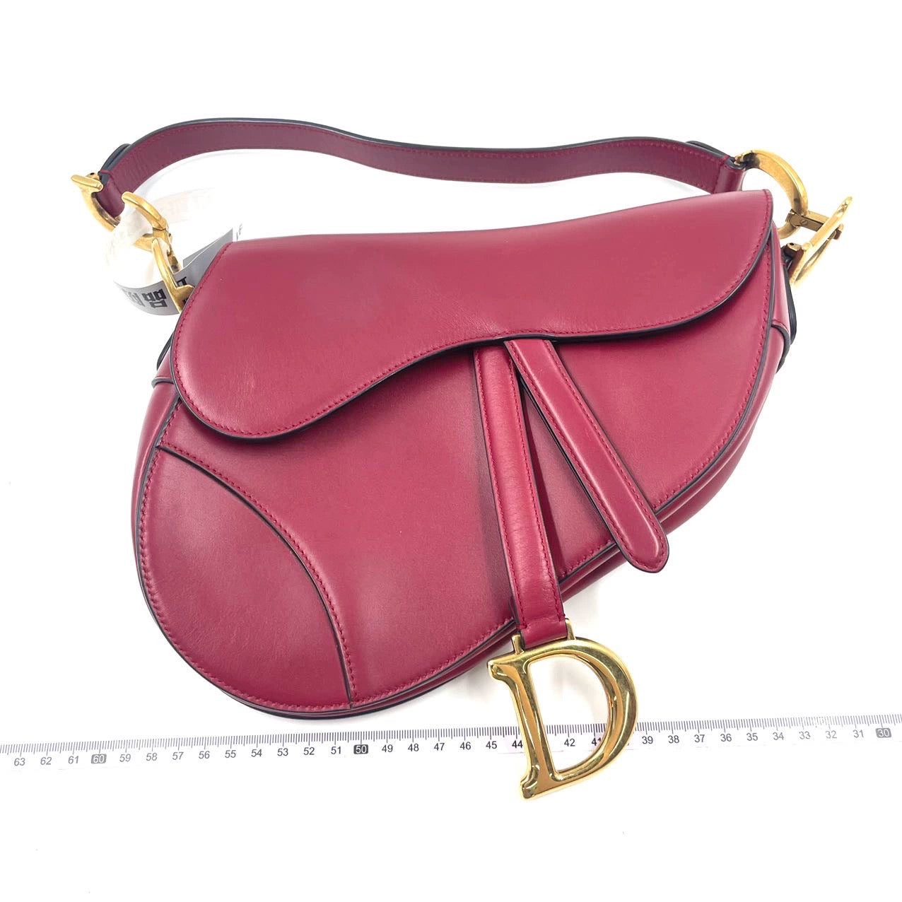 Sold Dior Saddle Scarlet Red Burgundy Medium Calfskin Smooth Leather Handbag like new