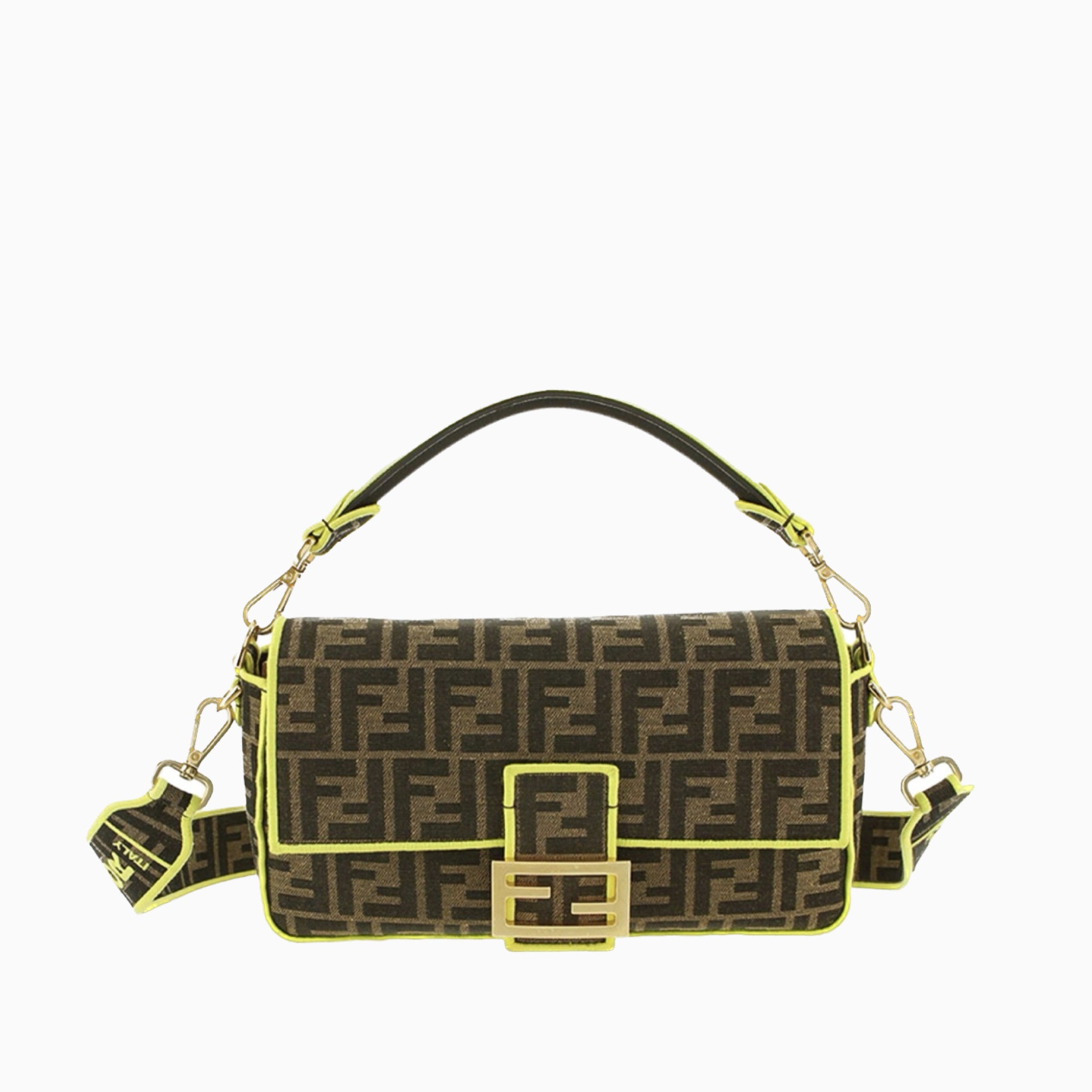 Sold FENDI Baguette Zucca Print canvas with Neon trimming