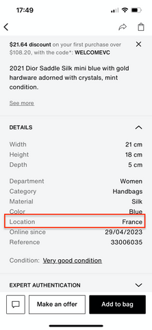 vestiaire collective detail information location