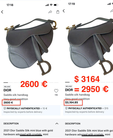 vestiaire collective currency conversion fees illustrated