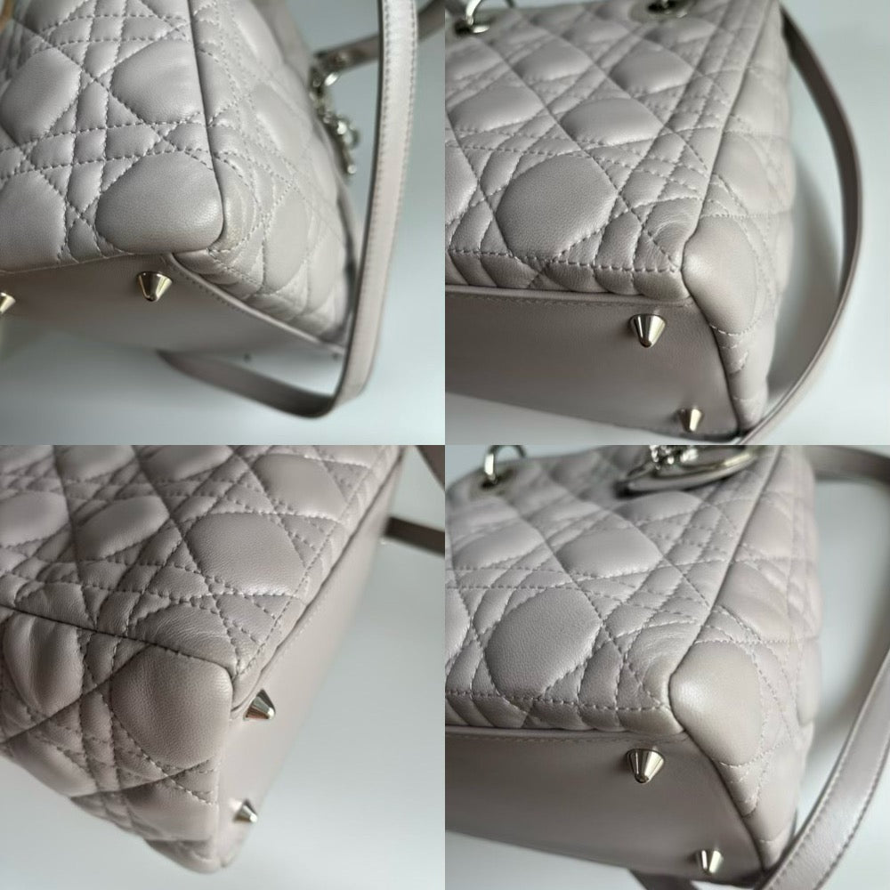 Sold Lady Dior Grey Cannage Leather Medium with strap