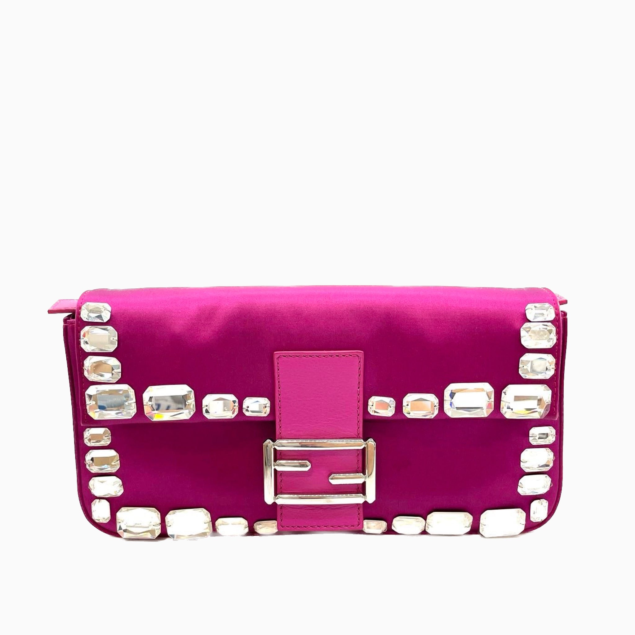 Sold FENDI Baguette Pink Silk with Large Crystals