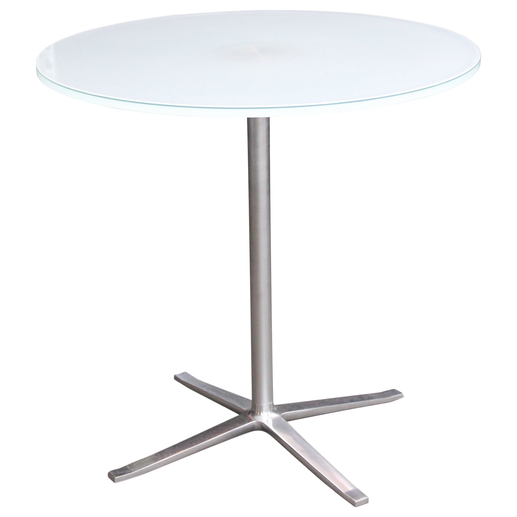 Modern Glass Side Table, White - Preowned