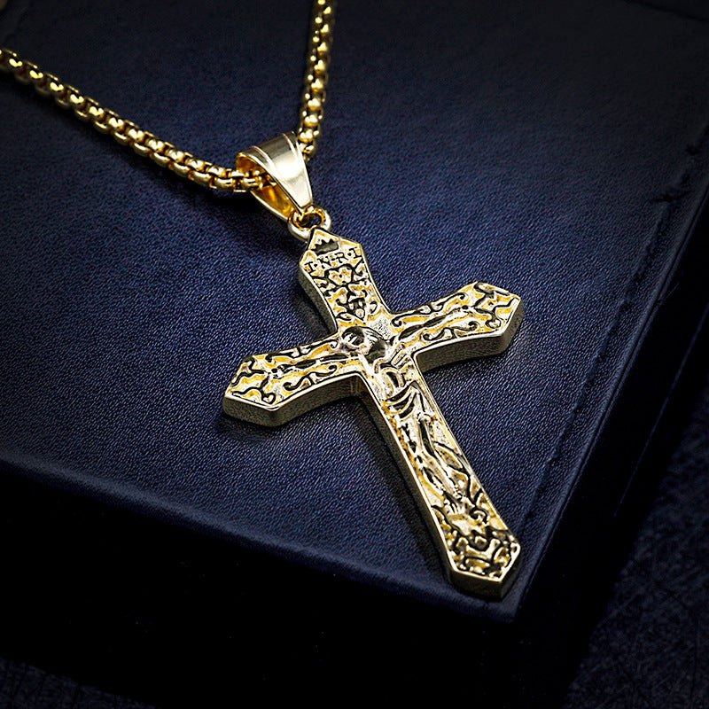 Titanium Steel Jesus Cross Necklace Pendant