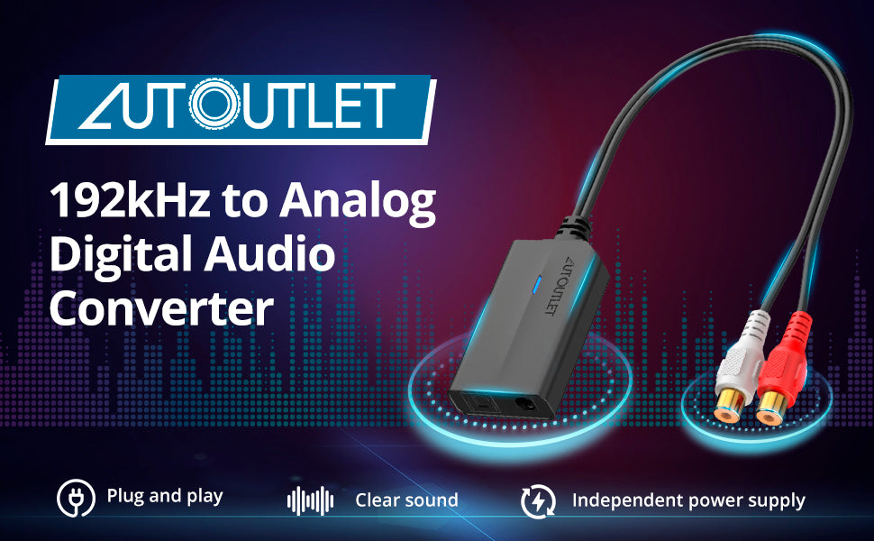 AUTOUTLET 192kHz DAC Converter Digital to Analog Audio Converter