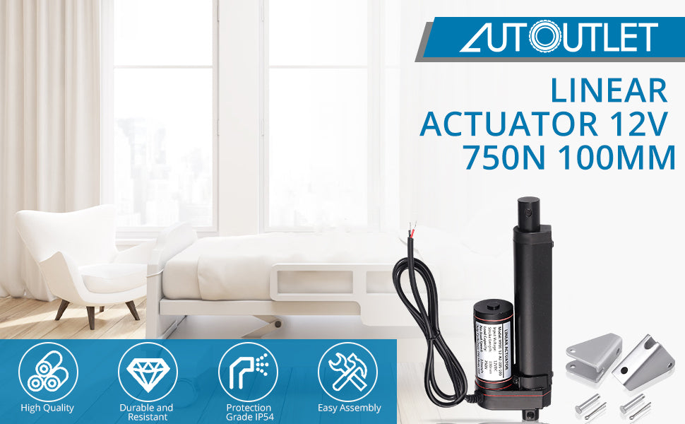 AUTOUTLET 12V 4 Inch Electric Stroke Linear Actuator Max 160 lbs 750N