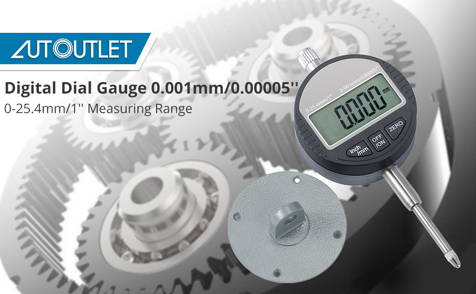 AUTOUTLET Digital Dial Indicator Probe 0.001mm/0.00005'' Range