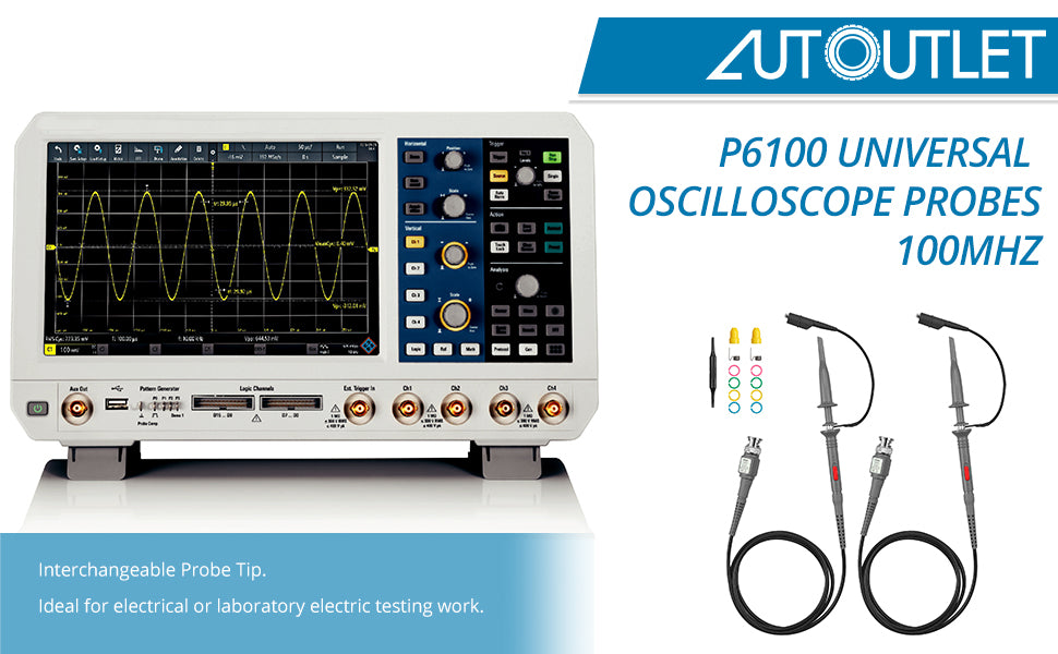 AUTOUTLET P6100 100MHz X10 Range Oscilloscope Clip Probes