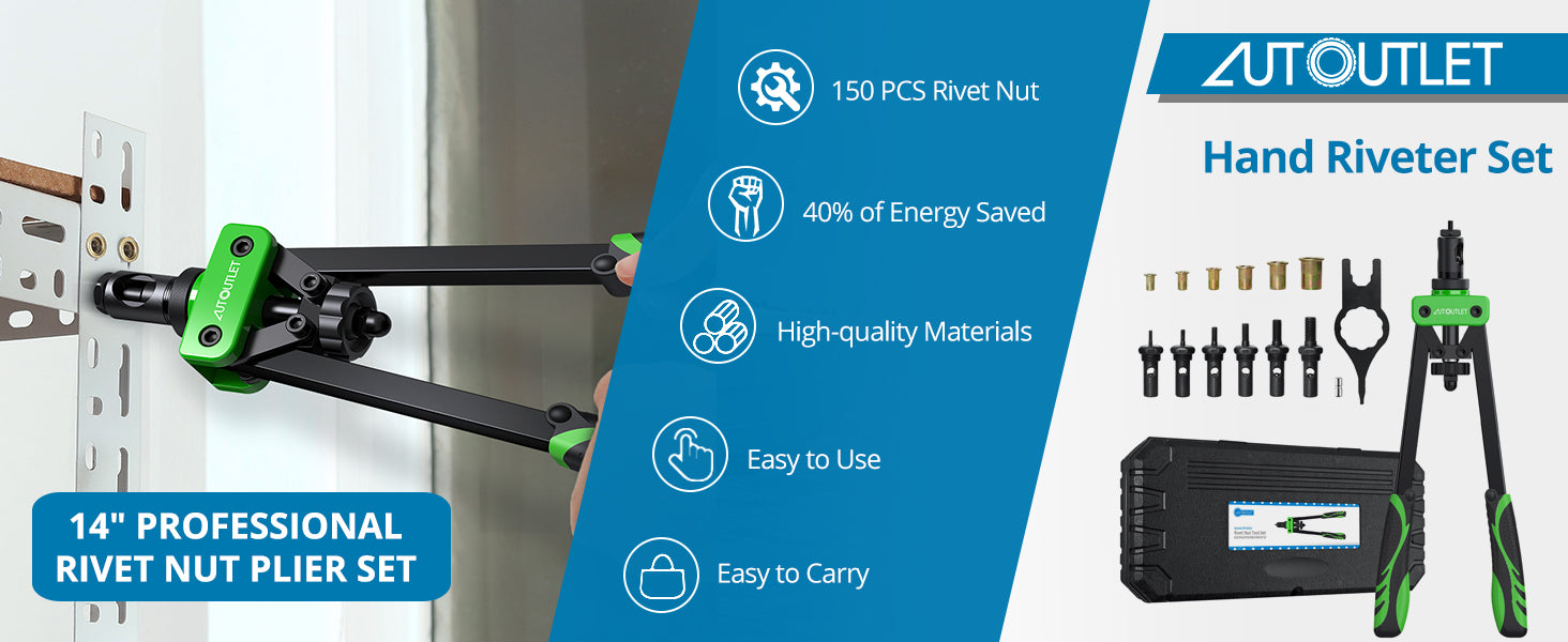 AUTOUTLET 14" Professional Rivet Pliers Set (Green)