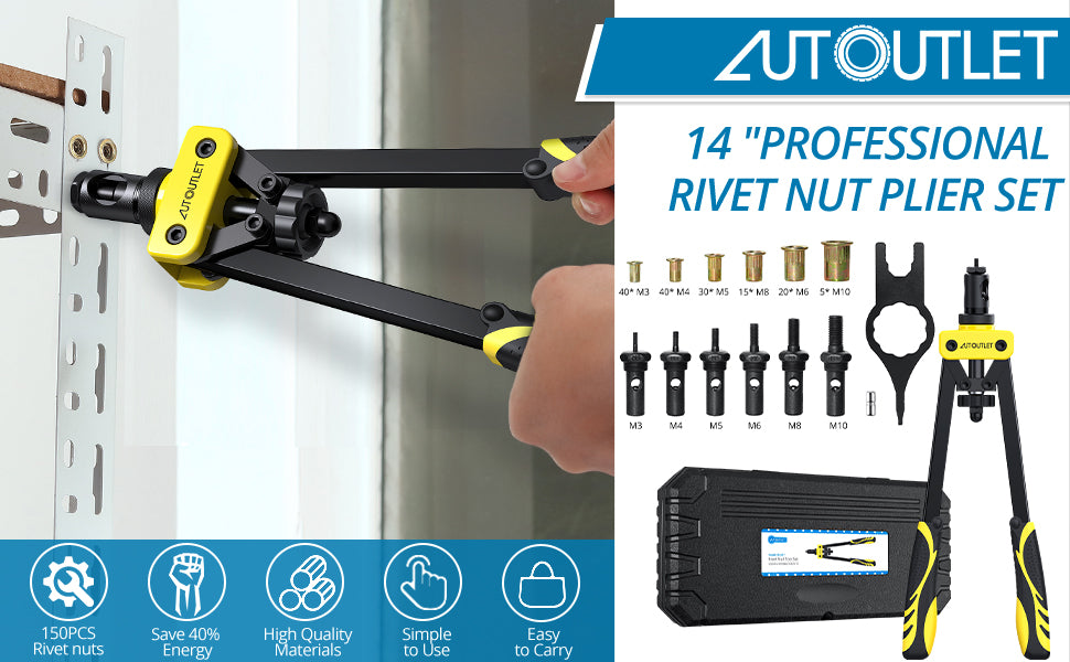 AUTOUTLET 14" Professional Rivet Pliers Set (Yellow)