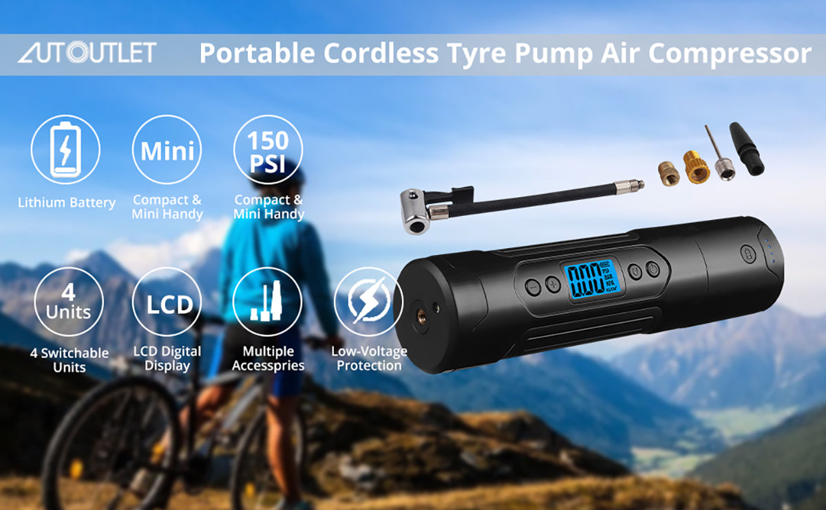AUTOUTLET Tyre Inflator Cordless Car Tyre Pump Air Compressor Portable