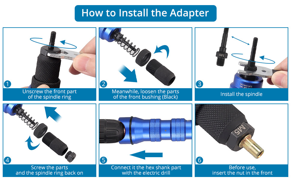 AUTOUTLET Rivet Nut Attachment, Professional Rivet Nuts Adapter Kit