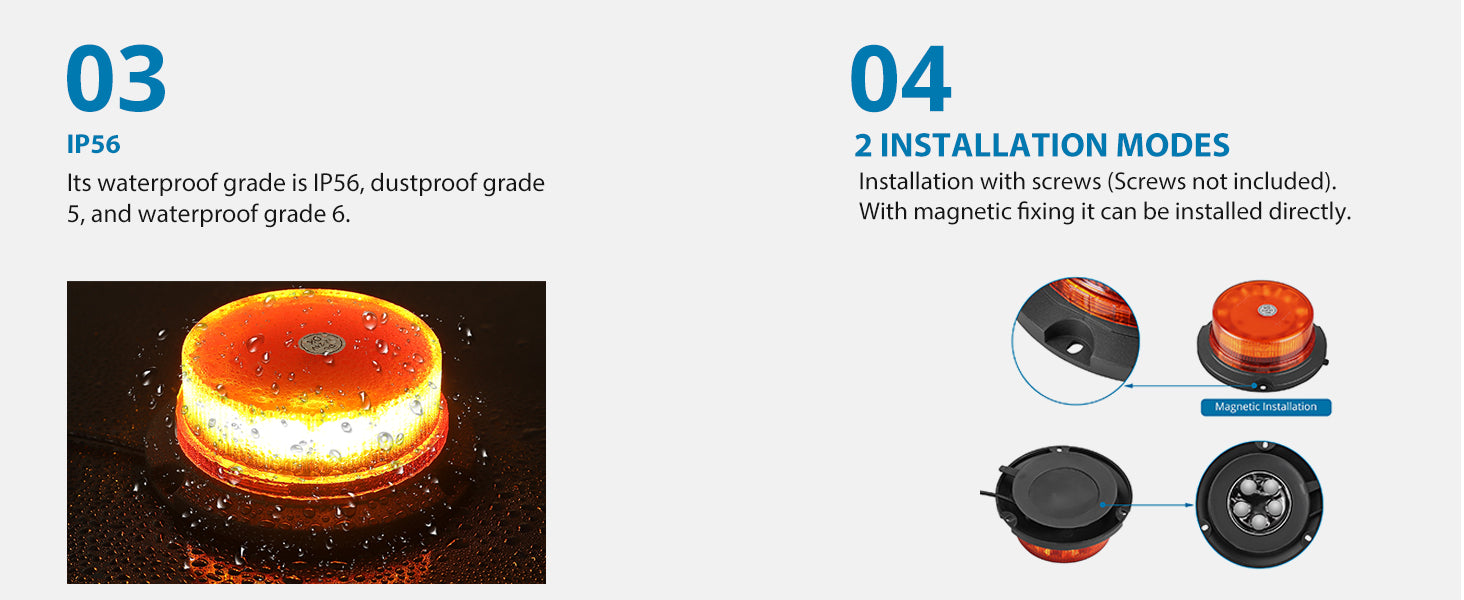 AUTOUTLET 12 LED Strobe Beacon Car Amber Warning Light 10V-30V