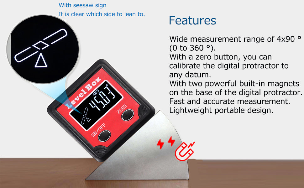AUTOUTLET Digital LCD Display Backlight Magnetic Spirit Level