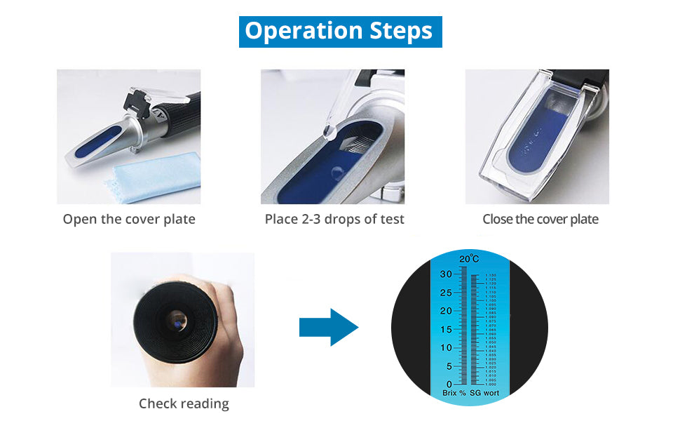 AUTOUTLET Brix Sugar 0-32% Refractometer with ATC, Plastic Drop