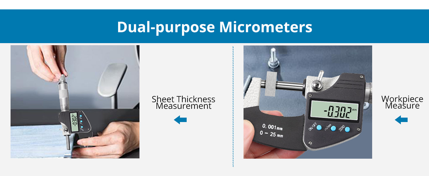 AUTOUTLET Micrometer Digital Outside Micrometer 0-25mm/ 0.001mm(0.00005")