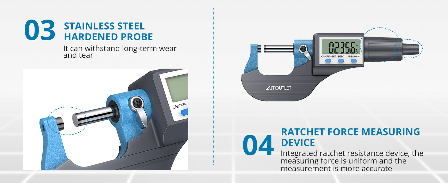 AUTOUTLET 0~25mm Electronic LCD Digital Display Outside Micrometer