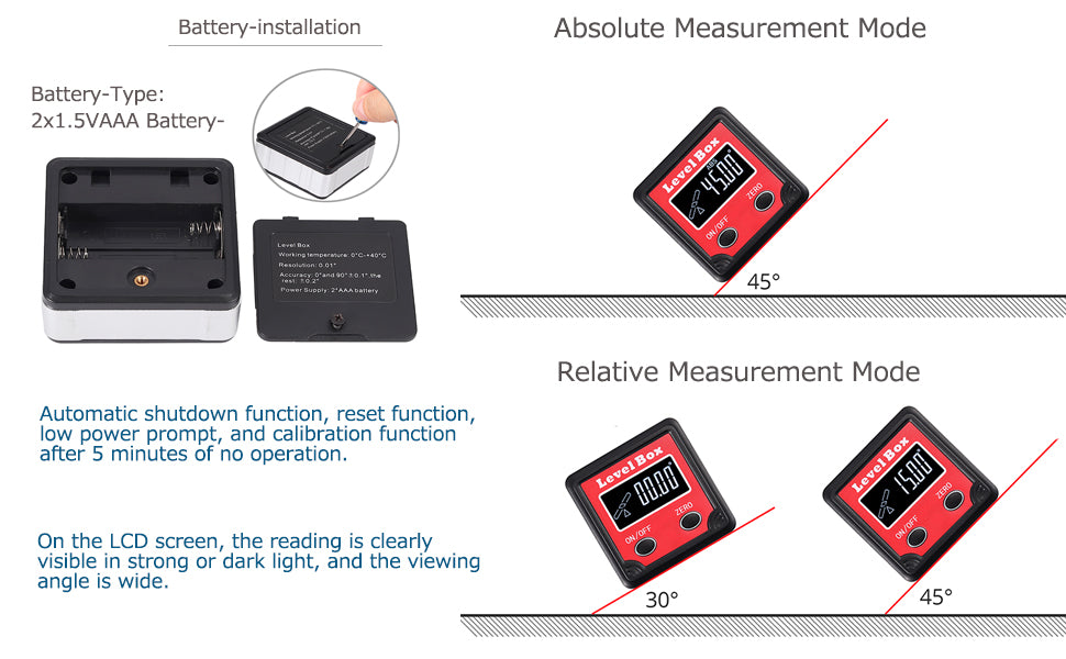 AUTOUTLET Digital LCD Display Backlight Magnetic Spirit Level