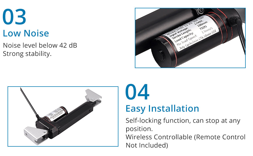 AUTOUTLET 12V 4 Inch Electric Stroke Linear Actuator Max 160 lbs 750N