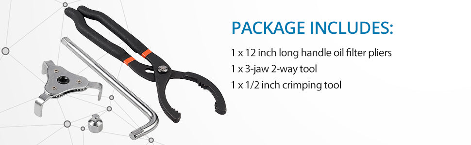 AUTOUTLET 12 Inch Oil Filter Pliers and Universal Adjustable Oil Filter