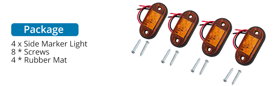 AUTOUTLET 4X Side Lights, 4 LED Side Marker Lights, Universal Position Light 12V 24V