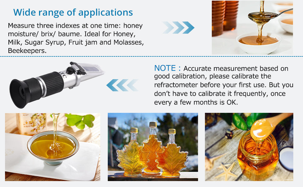 AUTOUTLET Honey Baume Refractometer, 58-90% Brix Scale & 12-27% Honey Water Moisture