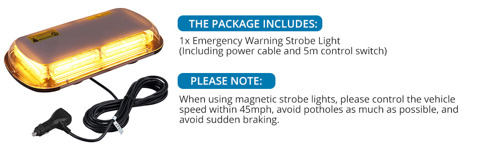 AUTOUTLET 12/24V IP67 144 LEDs Strong 4-PIN Magnet Magnetic Emergency