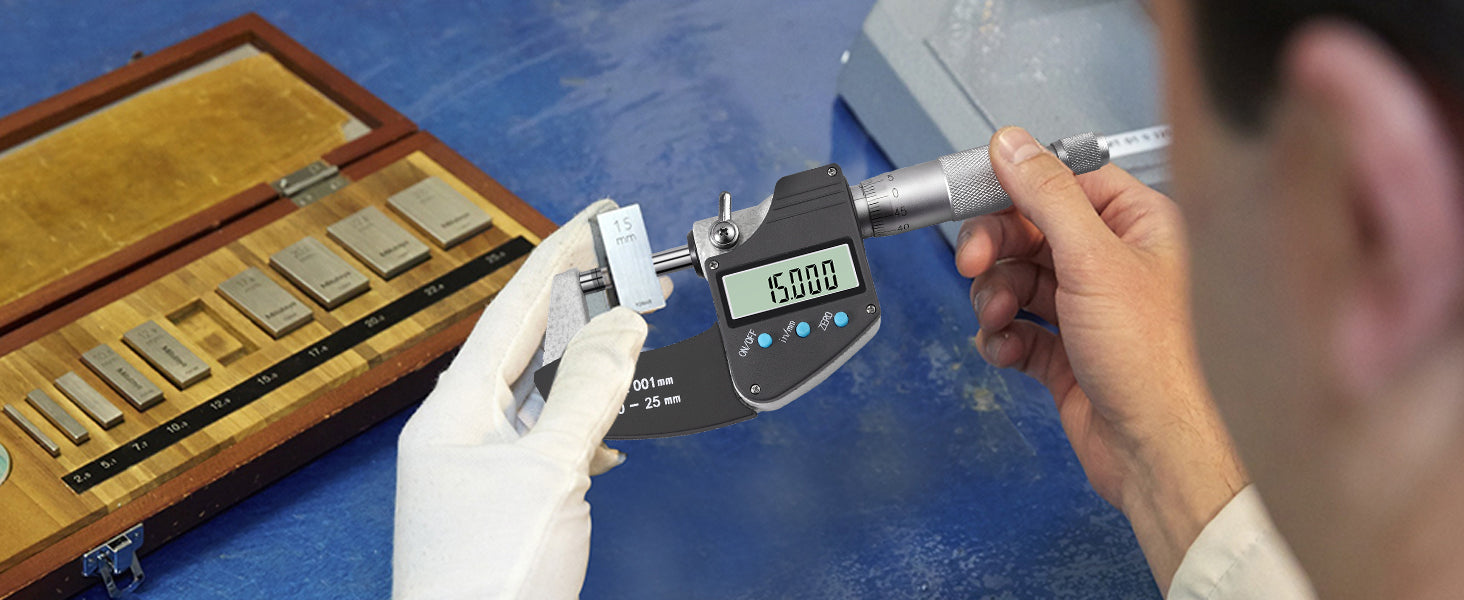 AUTOUTLET Micrometer Digital Outside Micrometer 0-25mm/ 0.001mm(0.00005")