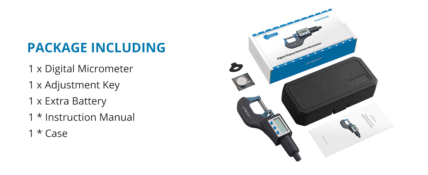 AUTOUTLET 0~25mm Electronic LCD Digital Display Outside Micrometer