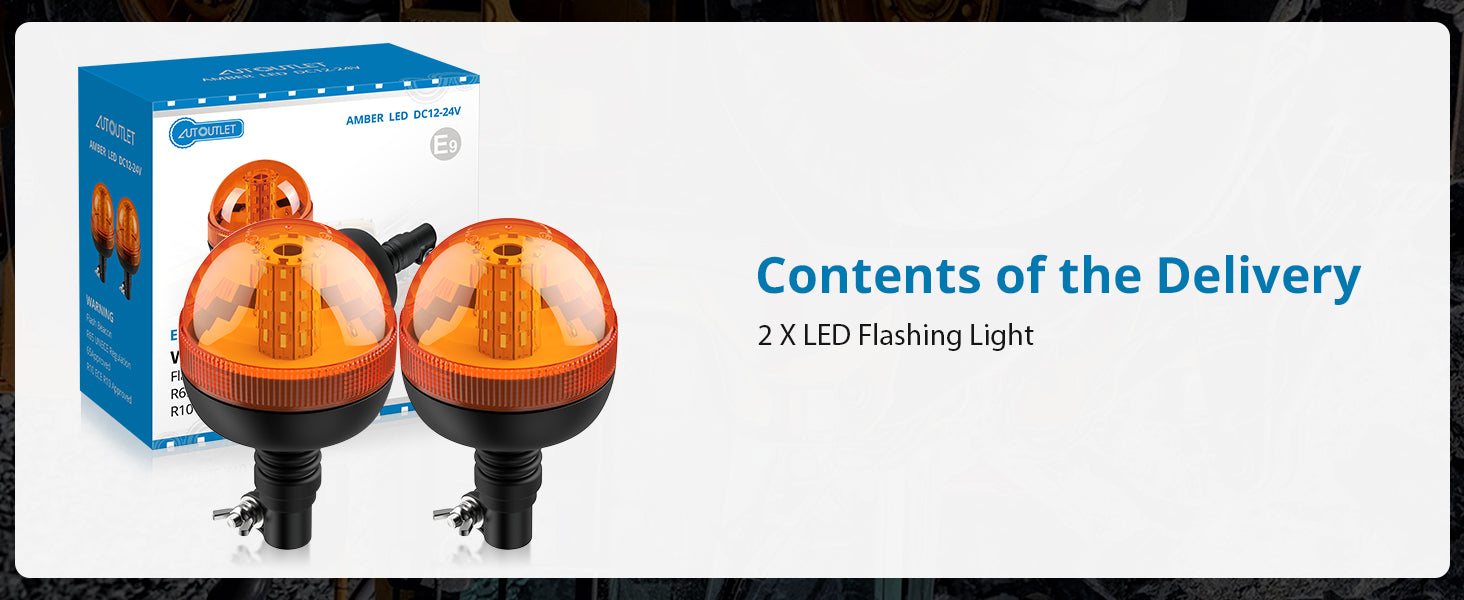 AUTOUTLET 2 PCS Rotating Beacon 40 LED Warning Lights 12V / 24V