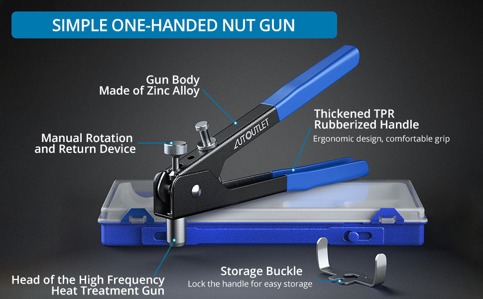 AUTOUTLET 86PCS Threaded Nut Rivet Tool Riveter Rivnut Nutsert Gun