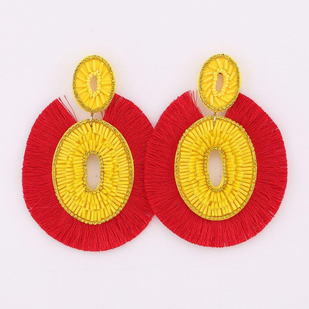 Big Bold Boho Fringe Fashion Statement Earrings