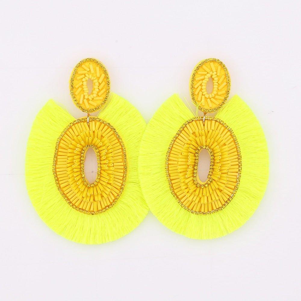 Big Bold Boho Fringe Fashion Statement Earrings